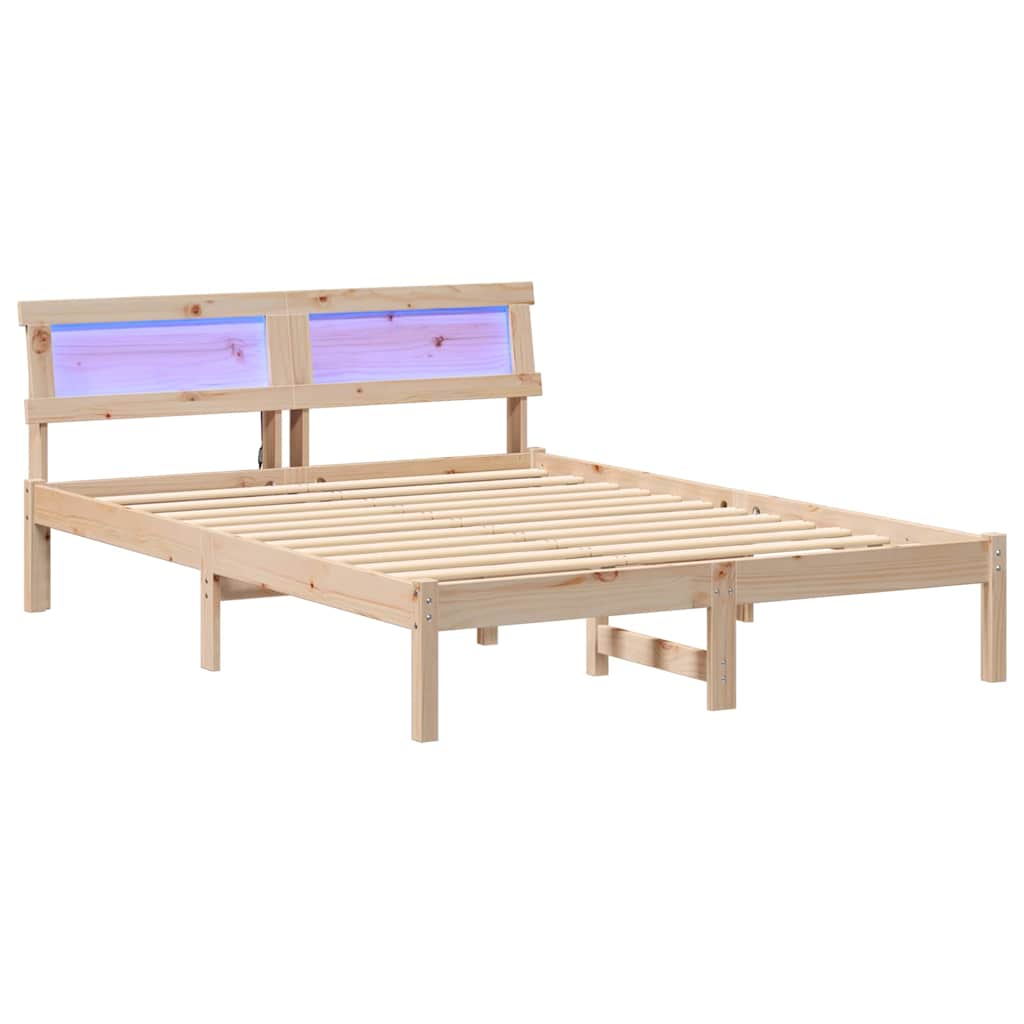 Krevetna konstrukcija Smeđa 135 x 190 cm Čvrsto borovo drvo