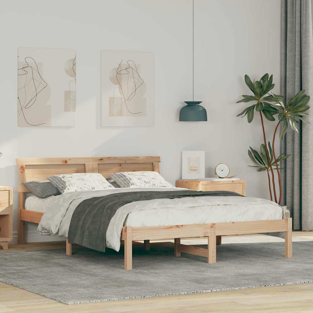 Krevetna konstrukcija Smeđa 120 x 190 cm Čvrsto borovo drvo
