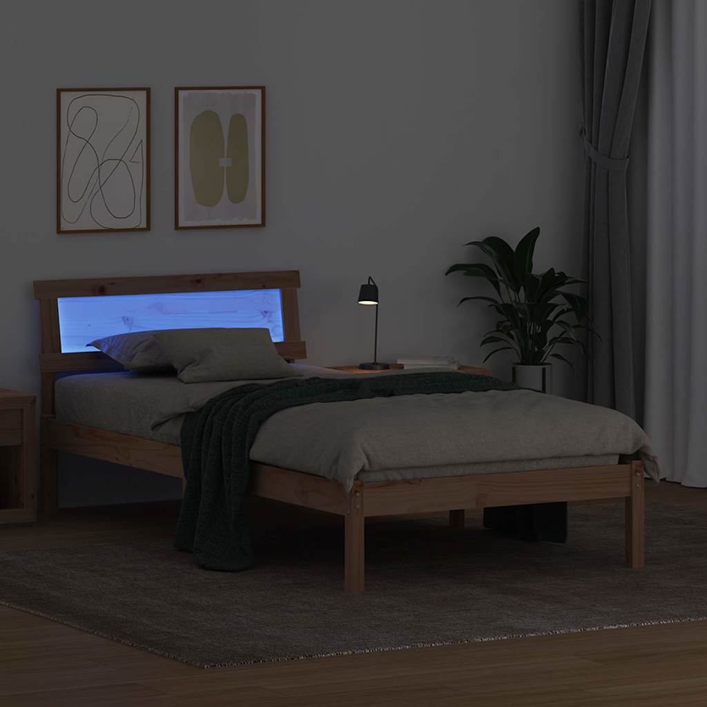 Krevetna konstrukcija Smeđa 90 x 200 cm Čvrsto borovo drvo