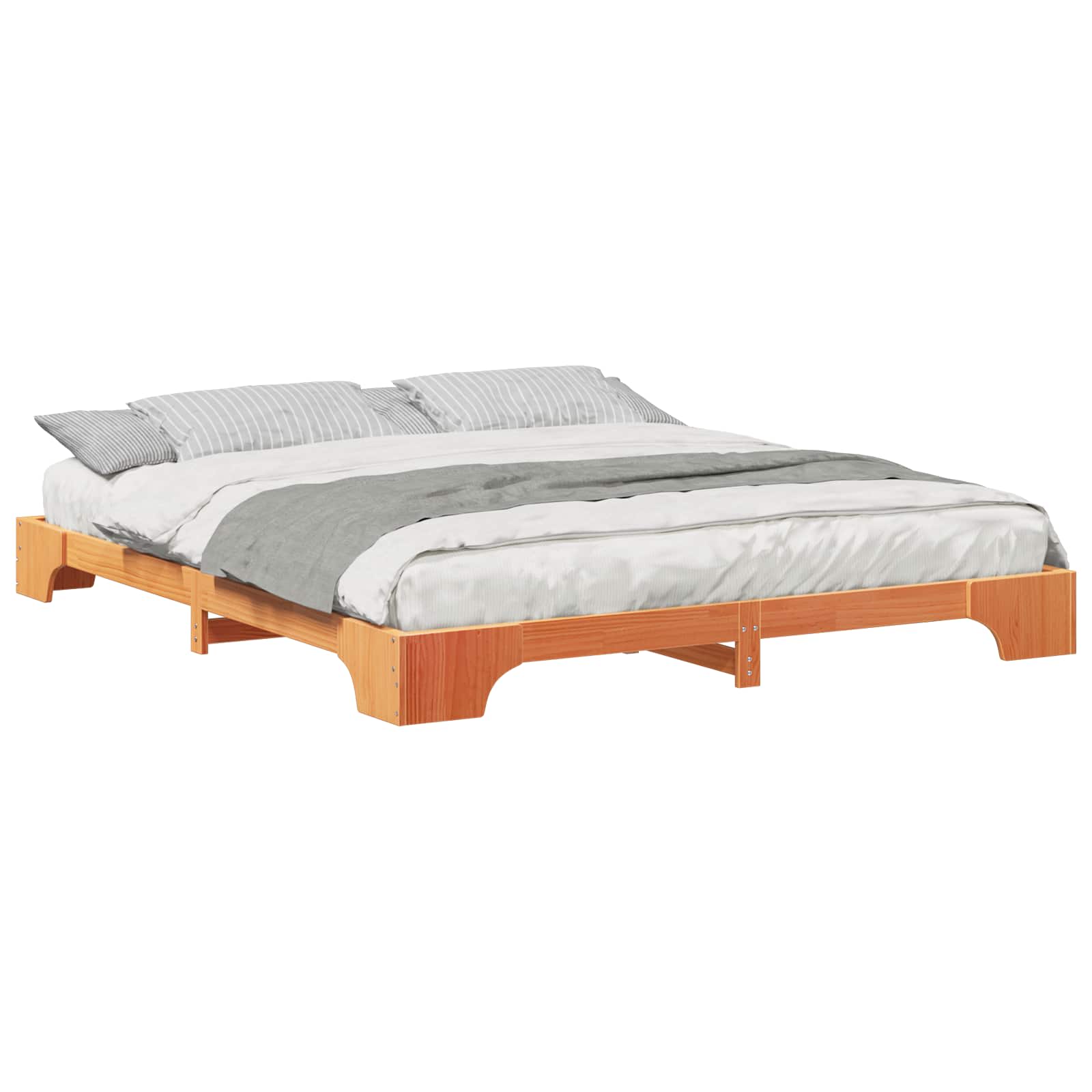 Krevetna konstrukcija Smeđa 200 x 210 cm Čvrsto borovo drvo