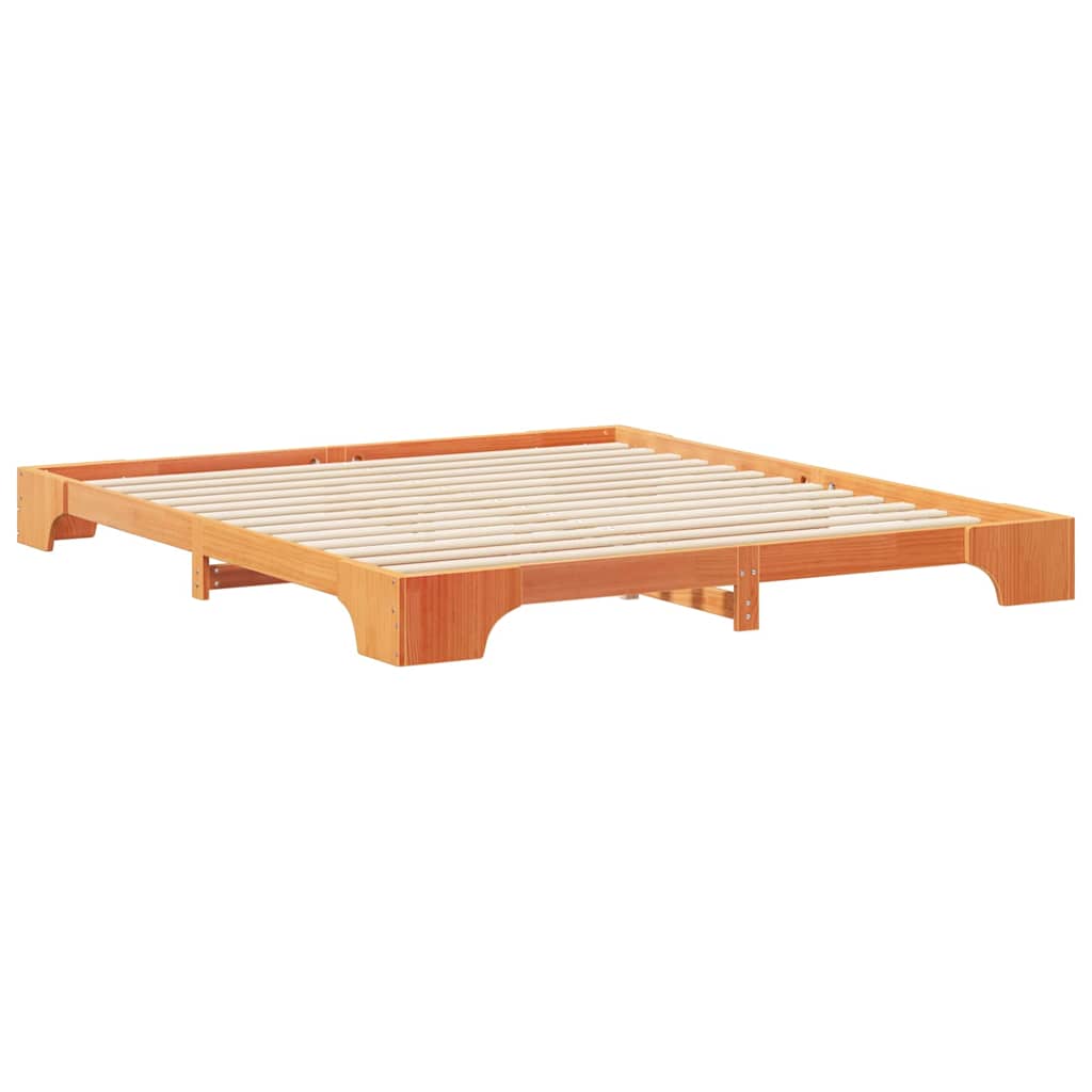 Krevetna konstrukcija Smeđa 200 x 210 cm Čvrsto borovo drvo