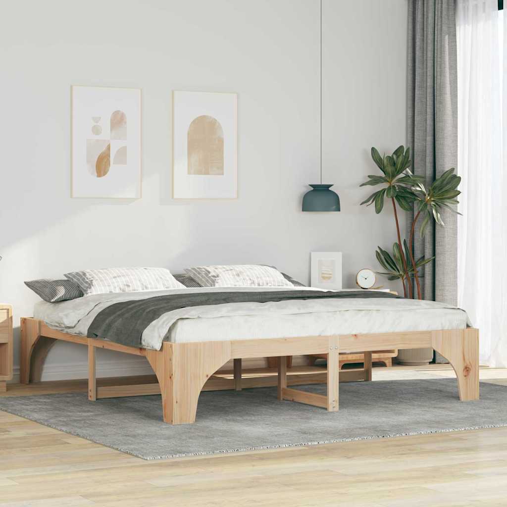 Krevetna konstrukcija Smeđa 200 x 200 cm Čvrsto borovo drvo