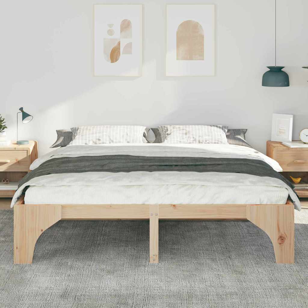 Krevetna konstrukcija Smeđa 200 x 200 cm Čvrsto borovo drvo