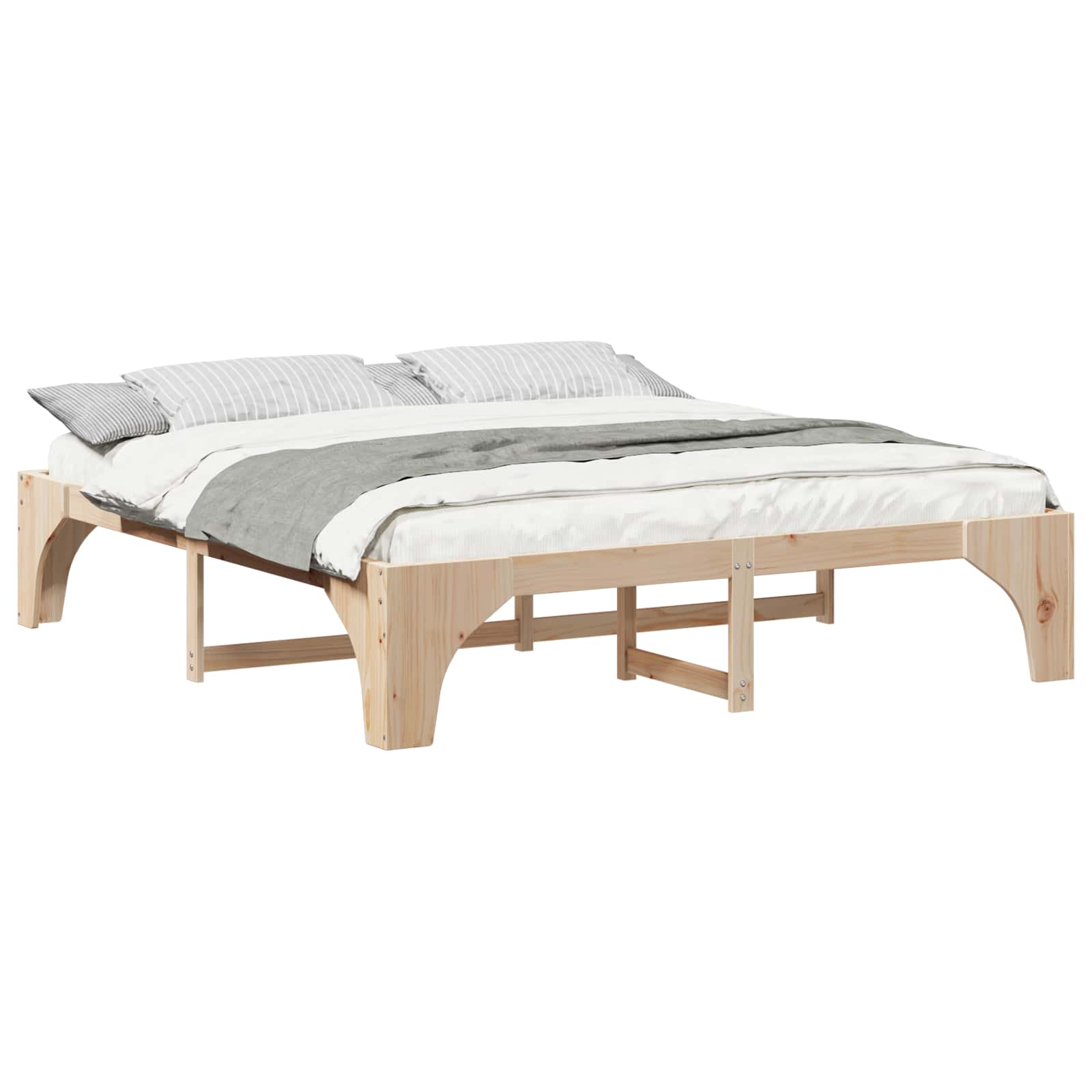 Krevetna konstrukcija Smeđa 200 x 200 cm Čvrsto borovo drvo