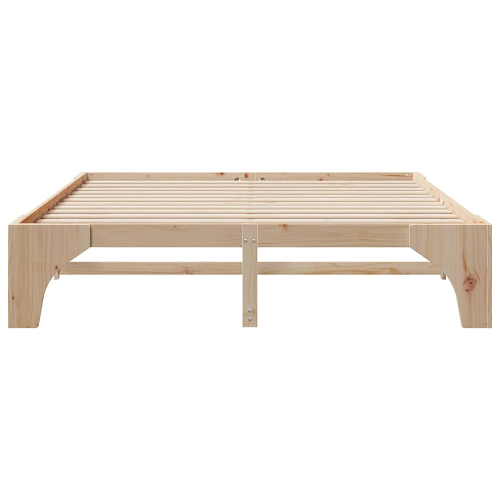 Krevetna konstrukcija Smeđa 200 x 200 cm Čvrsto borovo drvo