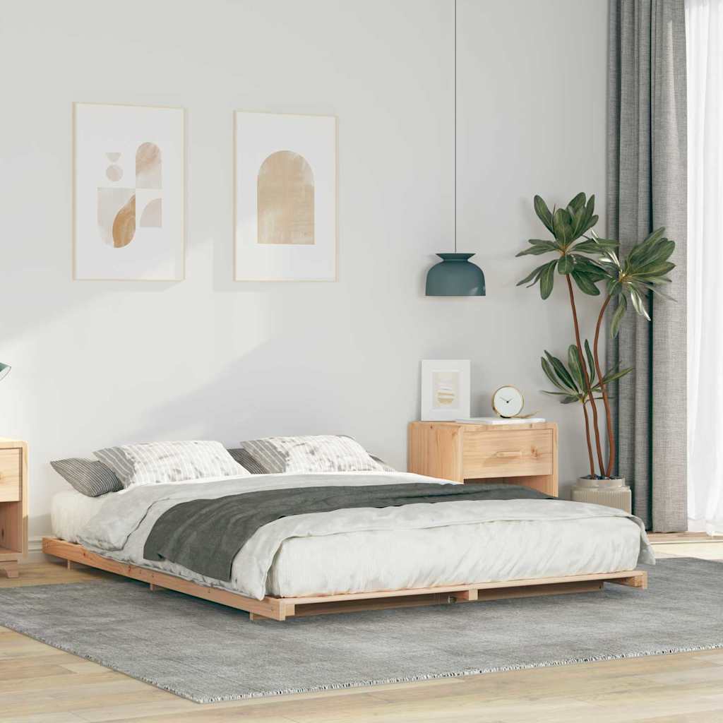 Krevetna konstrukcija Smeđa 150 x 200 cm Čvrsto borovo drvo