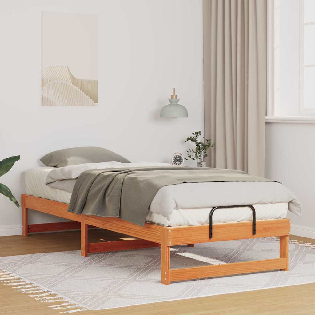 Krevetna konstrukcija Smeđa 90 x 210 cm Čvrsto borovo drvo