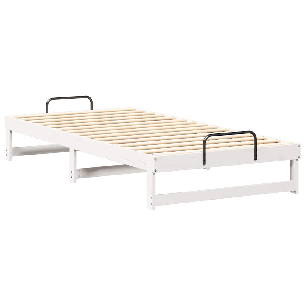Krevetna konstrukcija Bijelo 100 x 210 cm Čvrsto borovo drvo