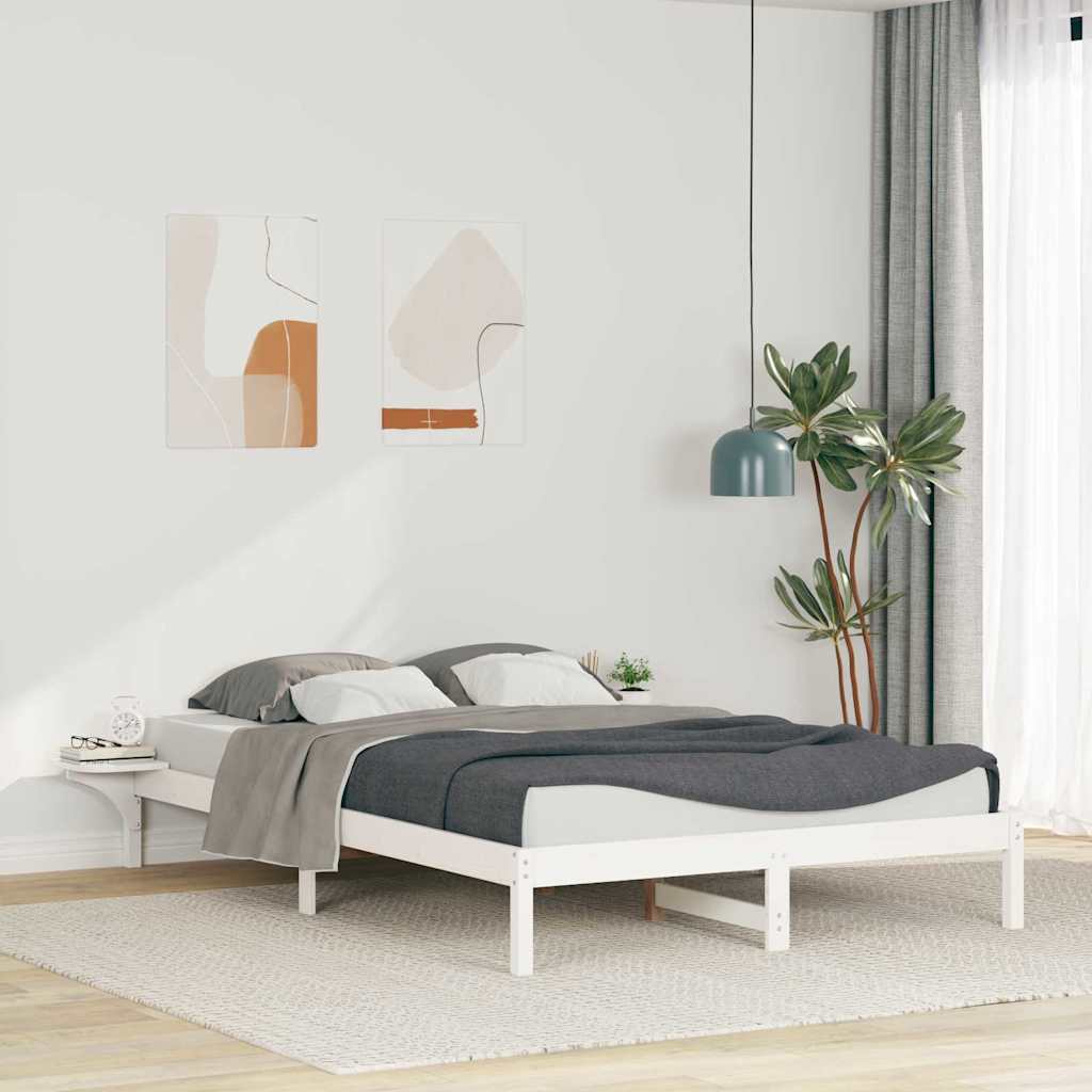 Krevetna konstrukcija s bočnim stolovima Bijelo 140 x 220 cm