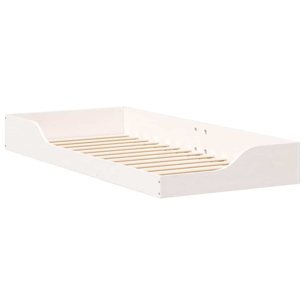 Krevetna konstrukcija Bijelo 100 x 210 cm Čvrsto borovo drvo