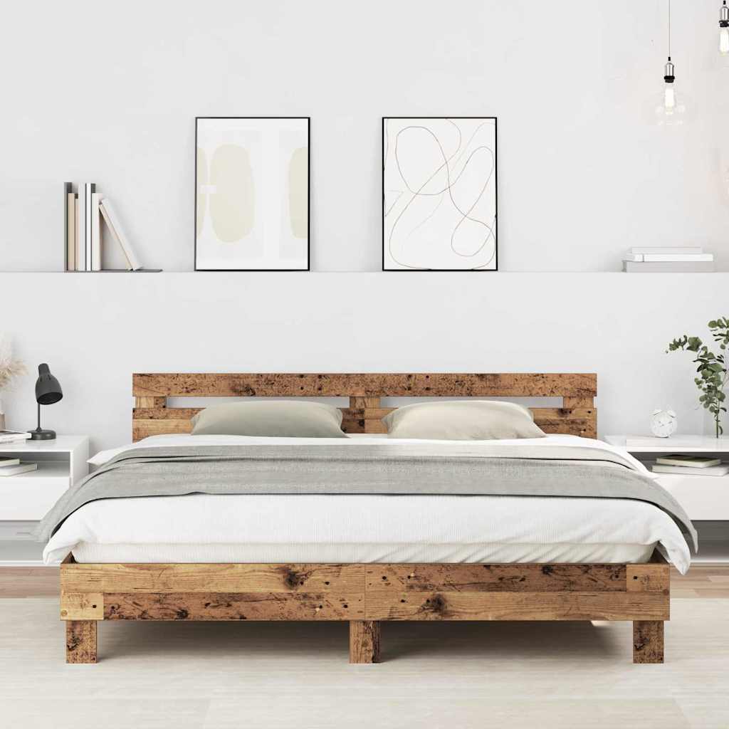 Krevetna konstrukcija s uzglavljem Staro drvo 203 x 185 x 70 cm