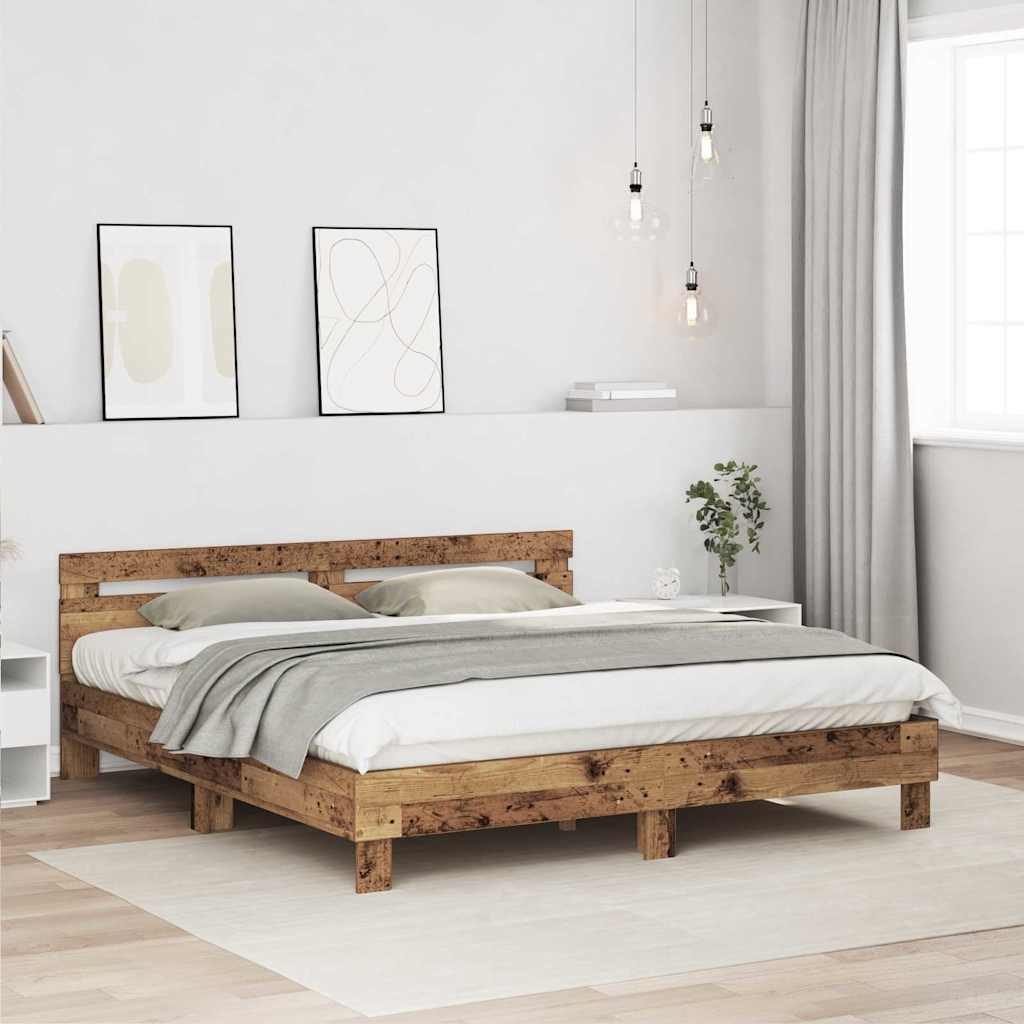 Krevetna konstrukcija s uzglavljem Staro drvo 203 x 185 x 70 cm