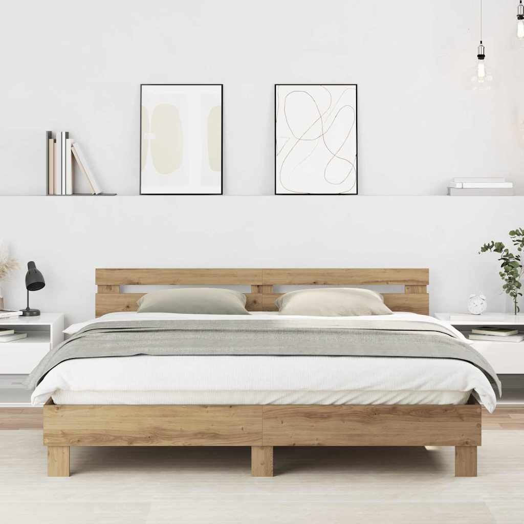 Krevetna konstrukcija Umjetnički hrast 203 x 185 x 70 cm