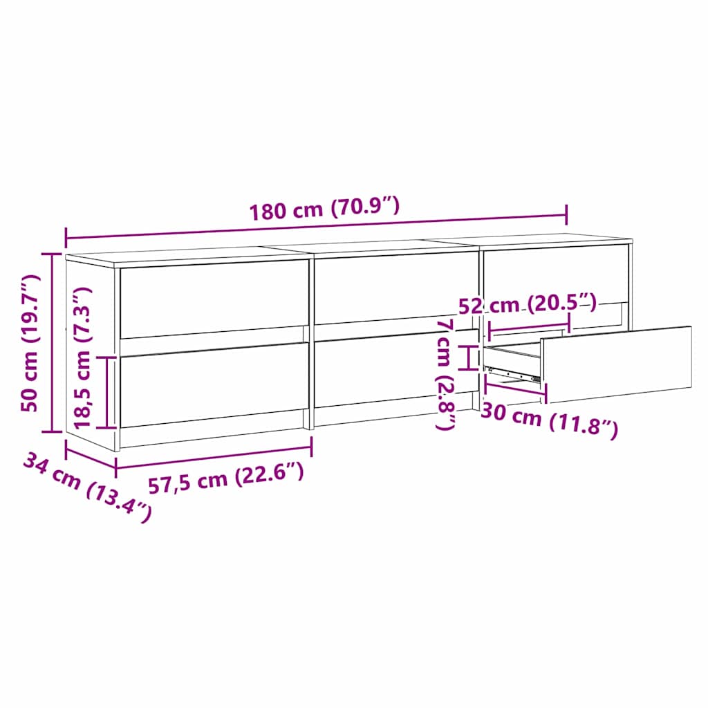 TV Jedinice 2 pcs Staro drvo 180 x 34 x 50 cm Konstruirano drvo