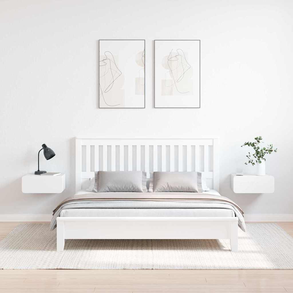 Noćni ormarić 2 pcs Bijelo 39 x 34 x 16,5 cm Masivna borovina