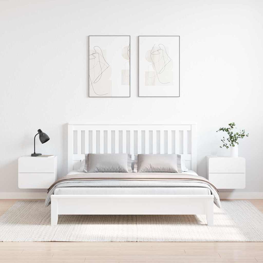 Noćni ormarić 2 pcs Bijelo 39 x 34 x 33 cm Masivna borovina