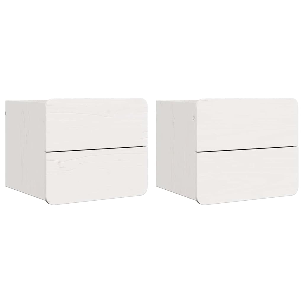 Noćni ormarić 2 pcs Bijelo 39 x 34 x 33 cm Masivna borovina