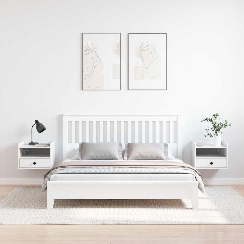 Noćni ormarić 2 pcs Bijelo 38 x 36 x 29,5 cm Masivna borovina