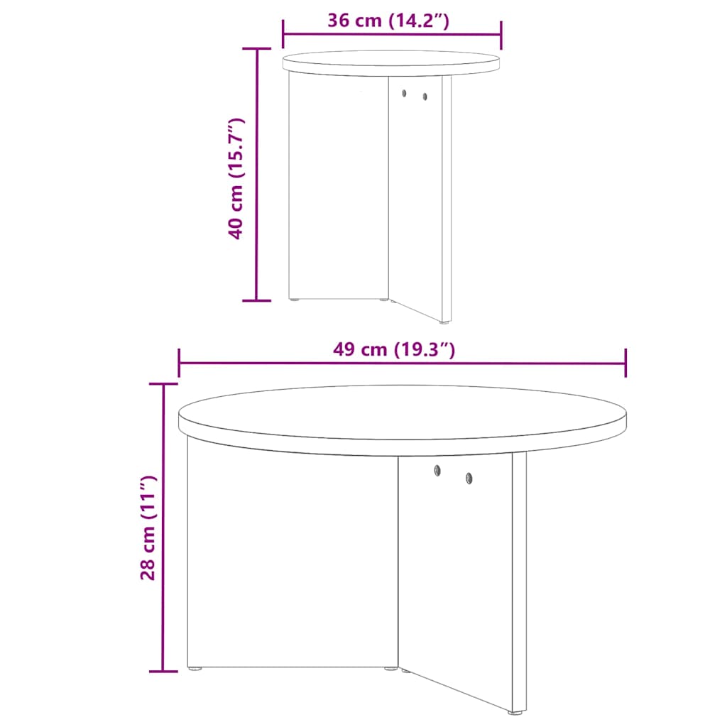 Kava Stol 2 pcs Prirodna Čvrsto borovo drvo