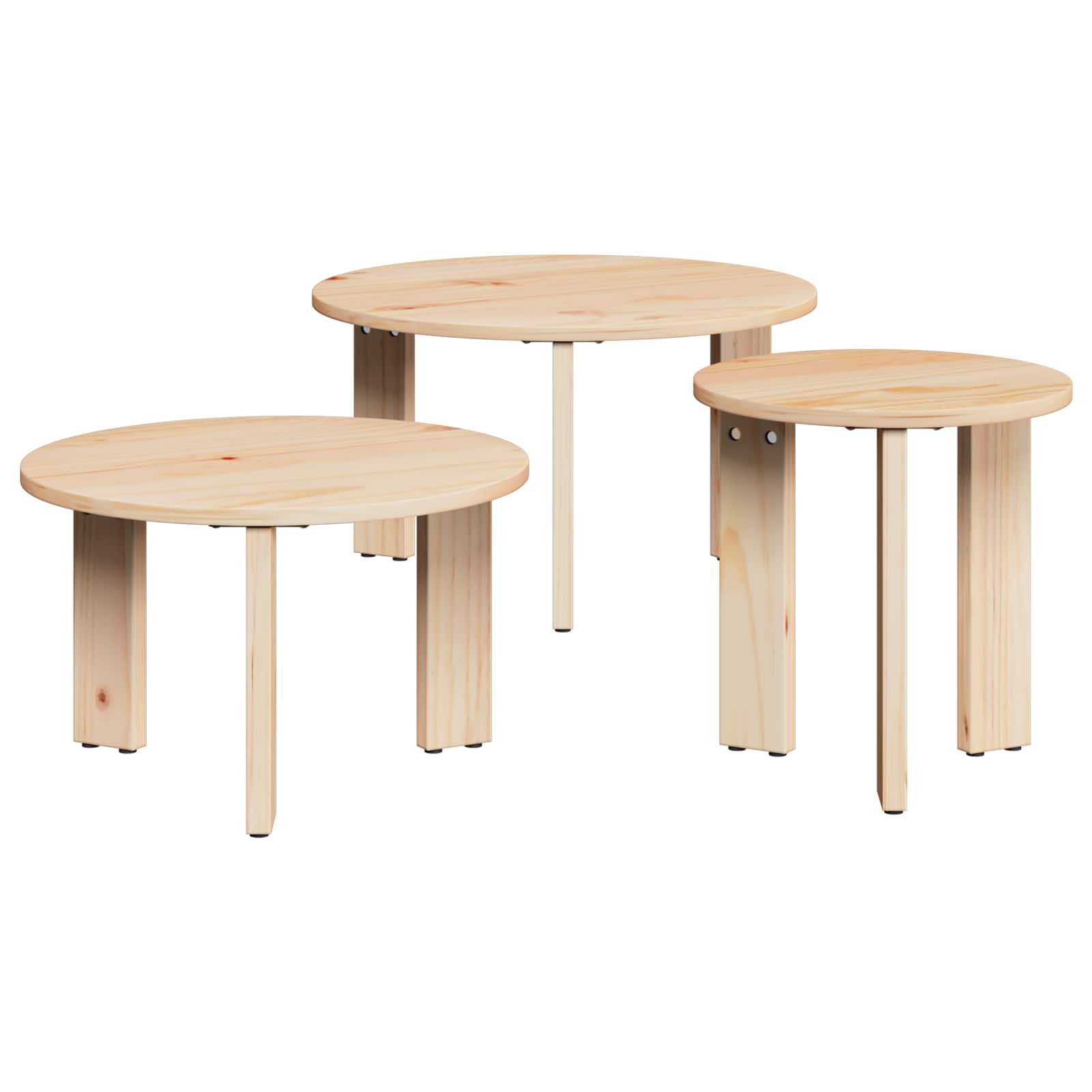 Kava Stol 3 pcs Prirodna Masivna borovina