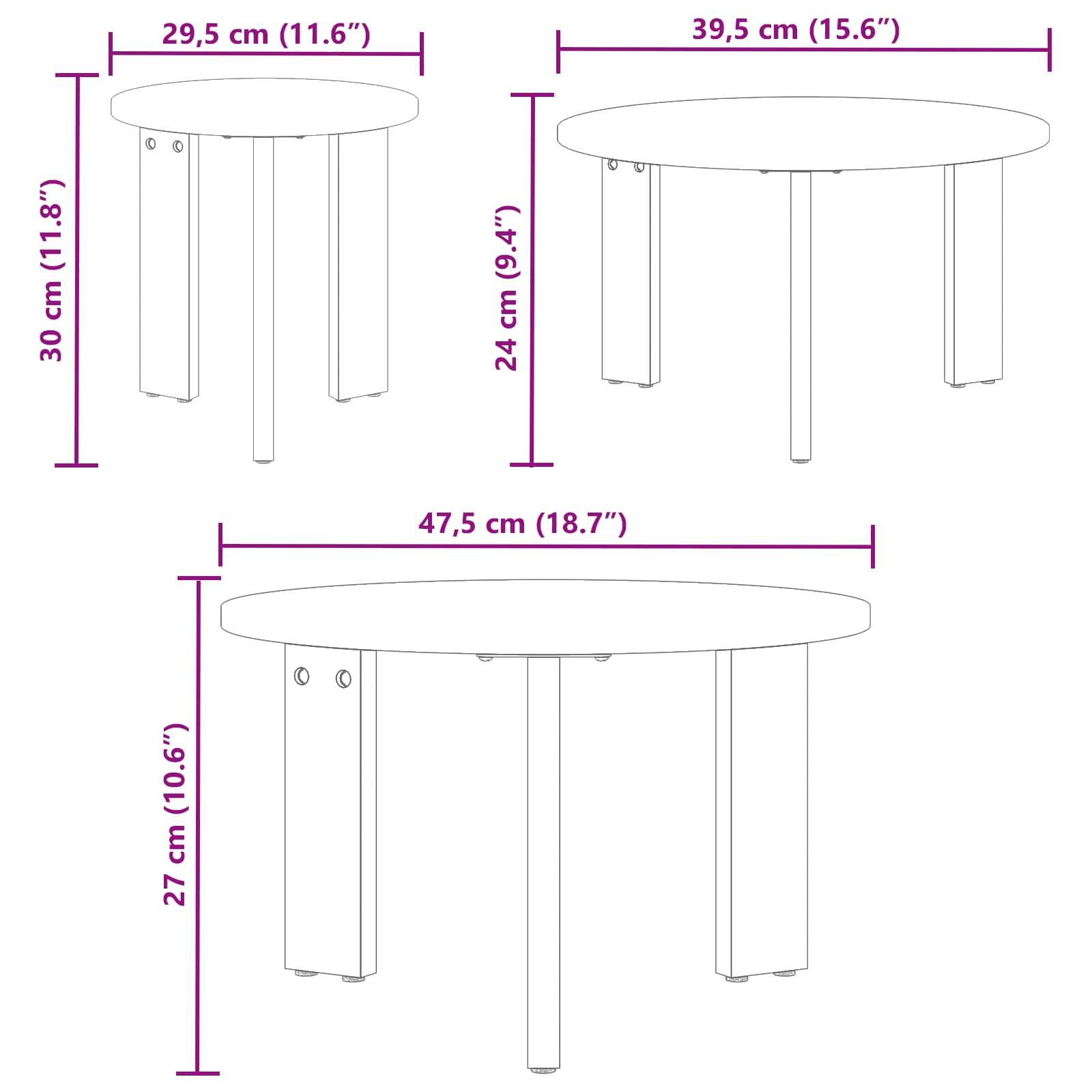 Kava Stol 3 pcs Prirodna Masivna borovina