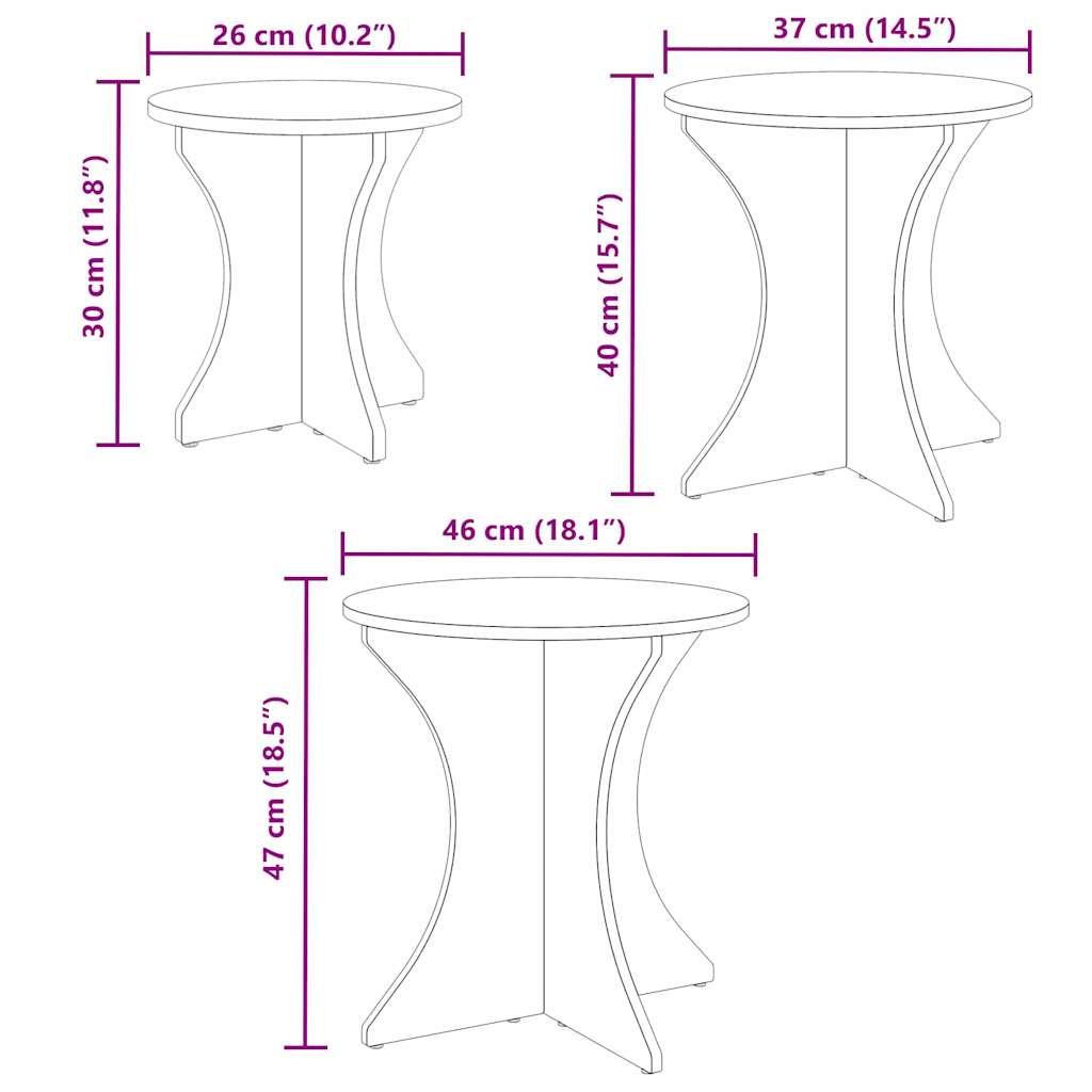 Kava Stol 3 pcs Prirodna