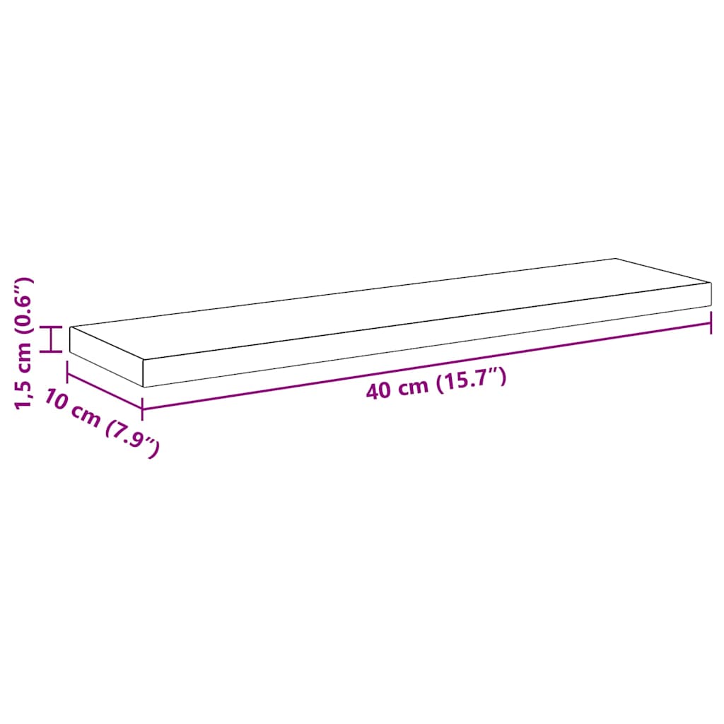 Police za knjige 4 pcs Crna 40 x 10 x 1,5 cm Konstruirano drvo