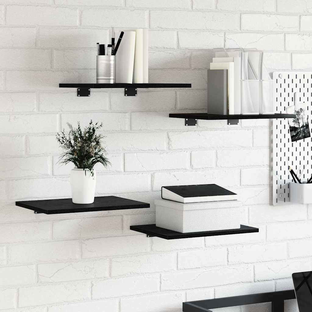 Police za knjige 4 pcs Crna 40 x 30 x 1,5 cm Konstruirano drvo