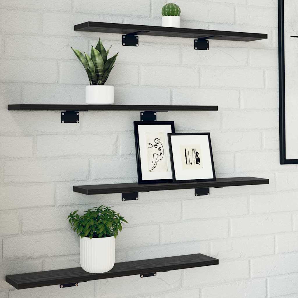 Police za knjige 4 pcs Crna 60 x 10 x 1,5 cm Konstruirano drvo