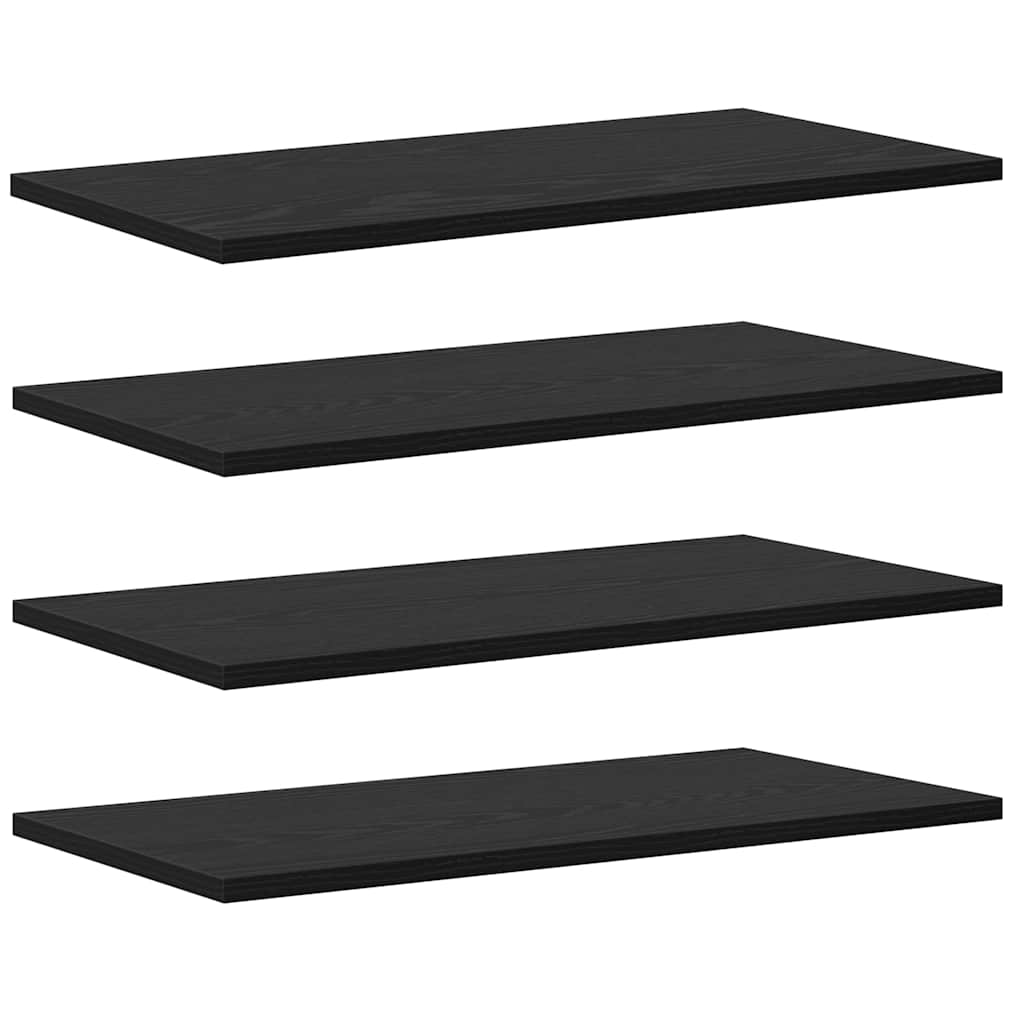 Police za knjige 4 pcs Crna 60 x 30 x 1,5 cm Konstruirano drvo