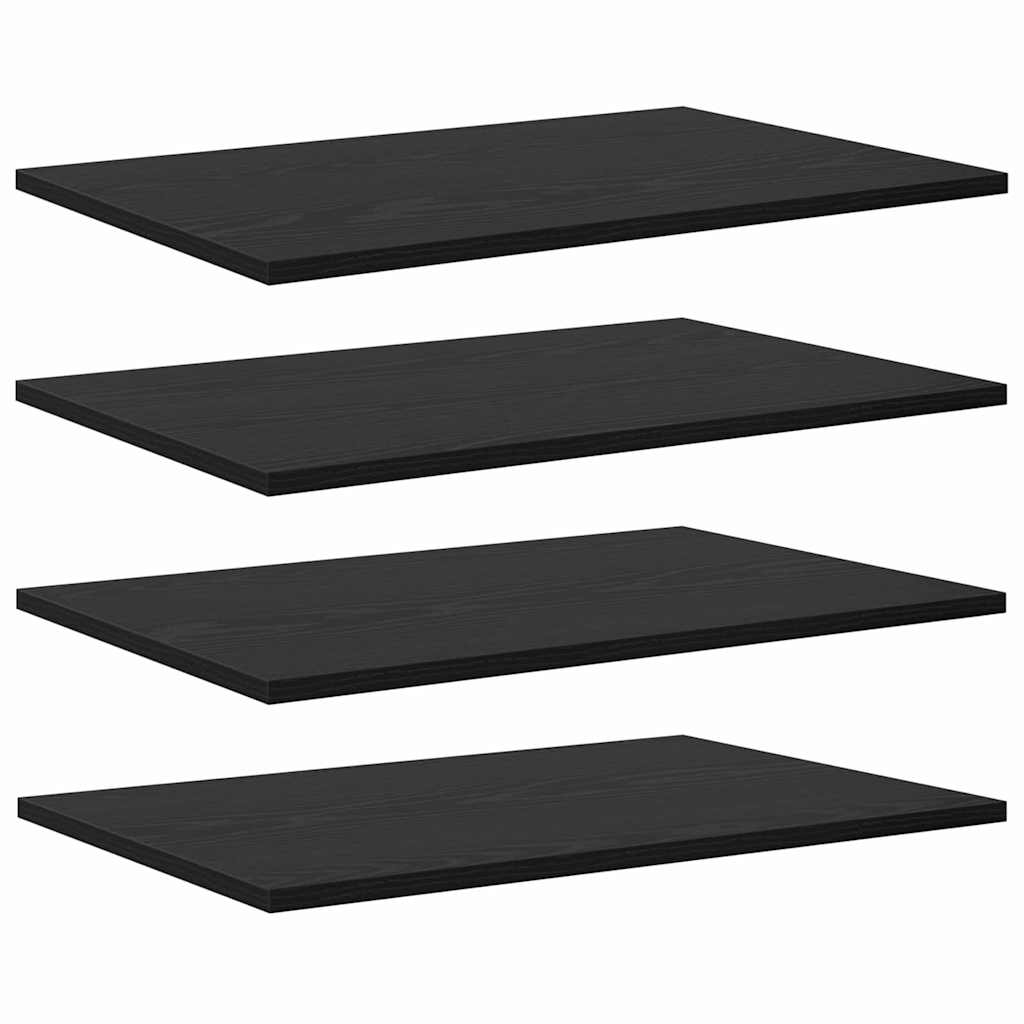 Police za knjige 4 pcs Crna 60 x 40 x 1,5 cm Konstruirano drvo