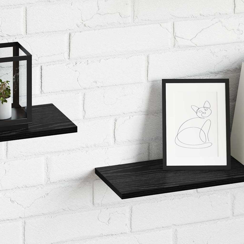 Police za knjige 4 pcs Crna 80 x 20 x 1,5 cm Konstruirano drvo