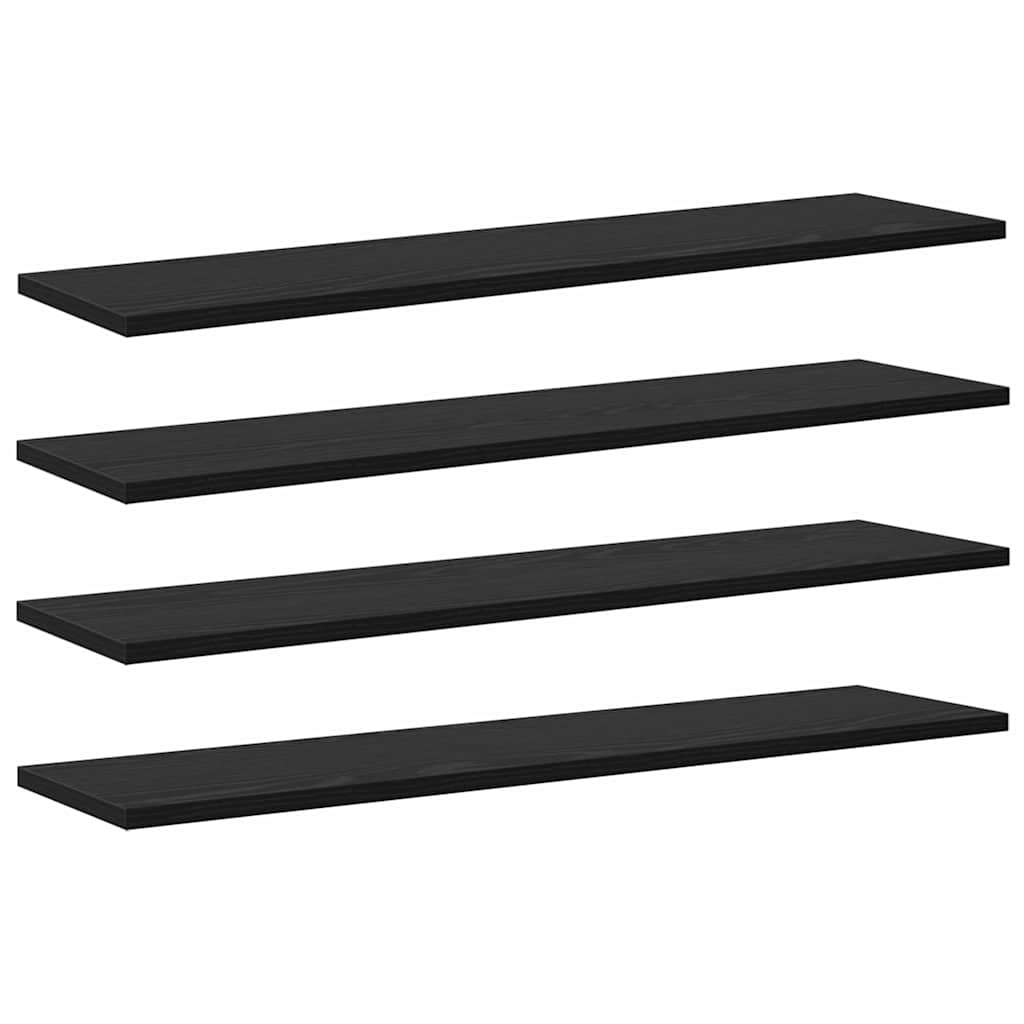 Police za knjige 4 pcs Crna 80 x 20 x 1,5 cm Konstruirano drvo
