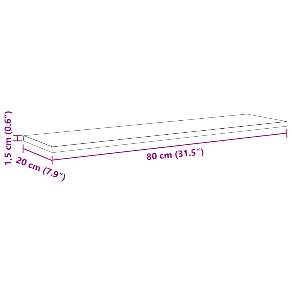 Police za knjige 4 pcs Crna 80 x 20 x 1,5 cm Konstruirano drvo