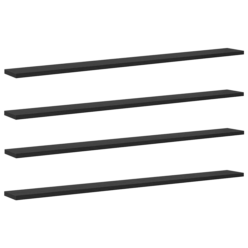Police za knjige 4 pcs Crna 100 x 10 x 1,5 cm Konstruirano drvo