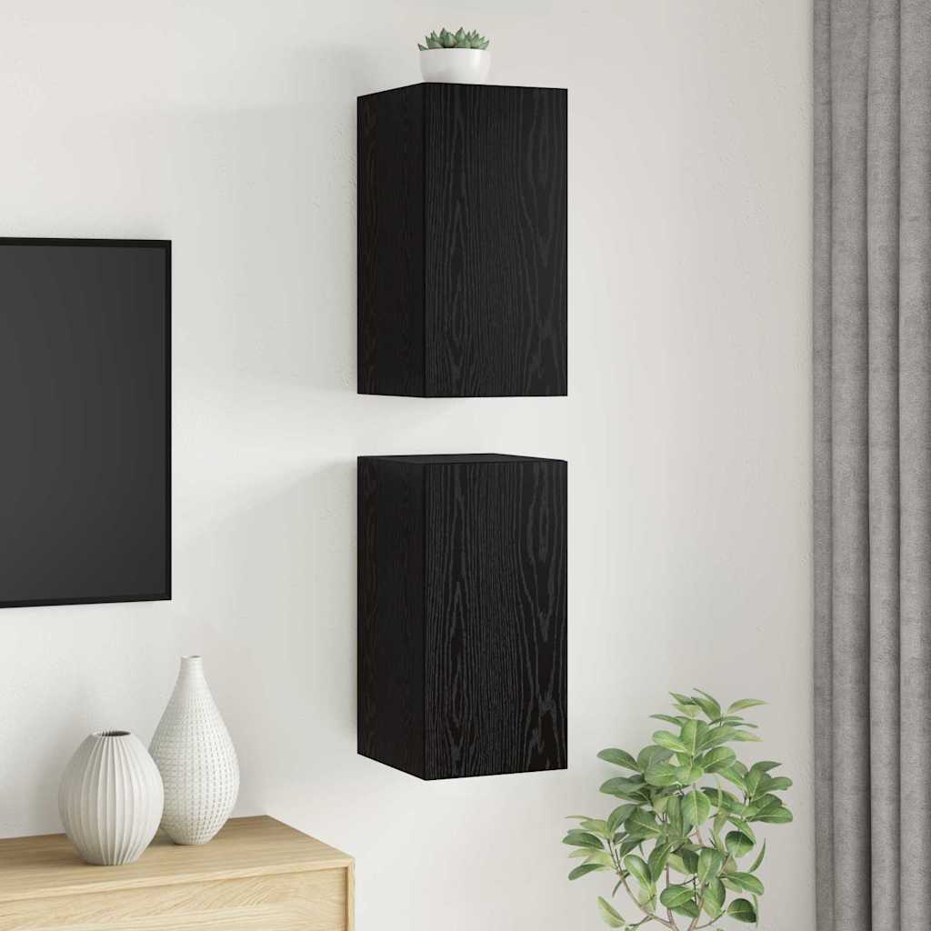 TV Kabinet za Zid Zidne 2 pcs Crni hrast 30,5 x 30 x 60 cm