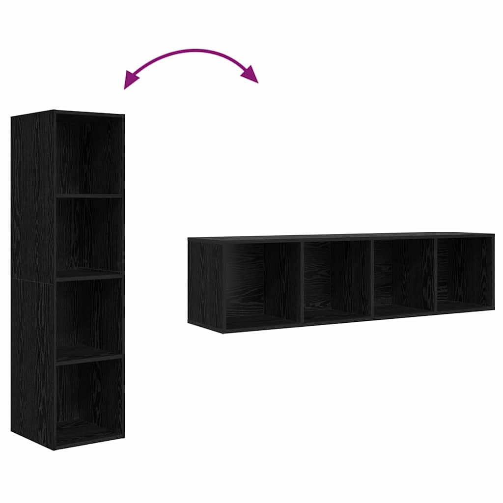 Set TV komoda Crni hrast 37 x 37 x 142,5 cm Konstruirano drvo