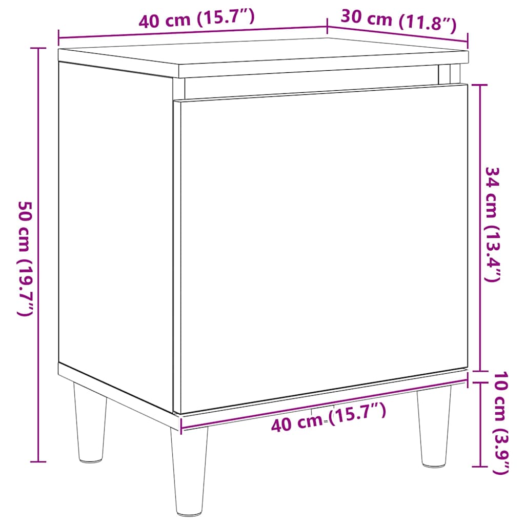 Noćni ormar Umjetnički hrast 40 x 30 x 50 cm Konstruirano drvo