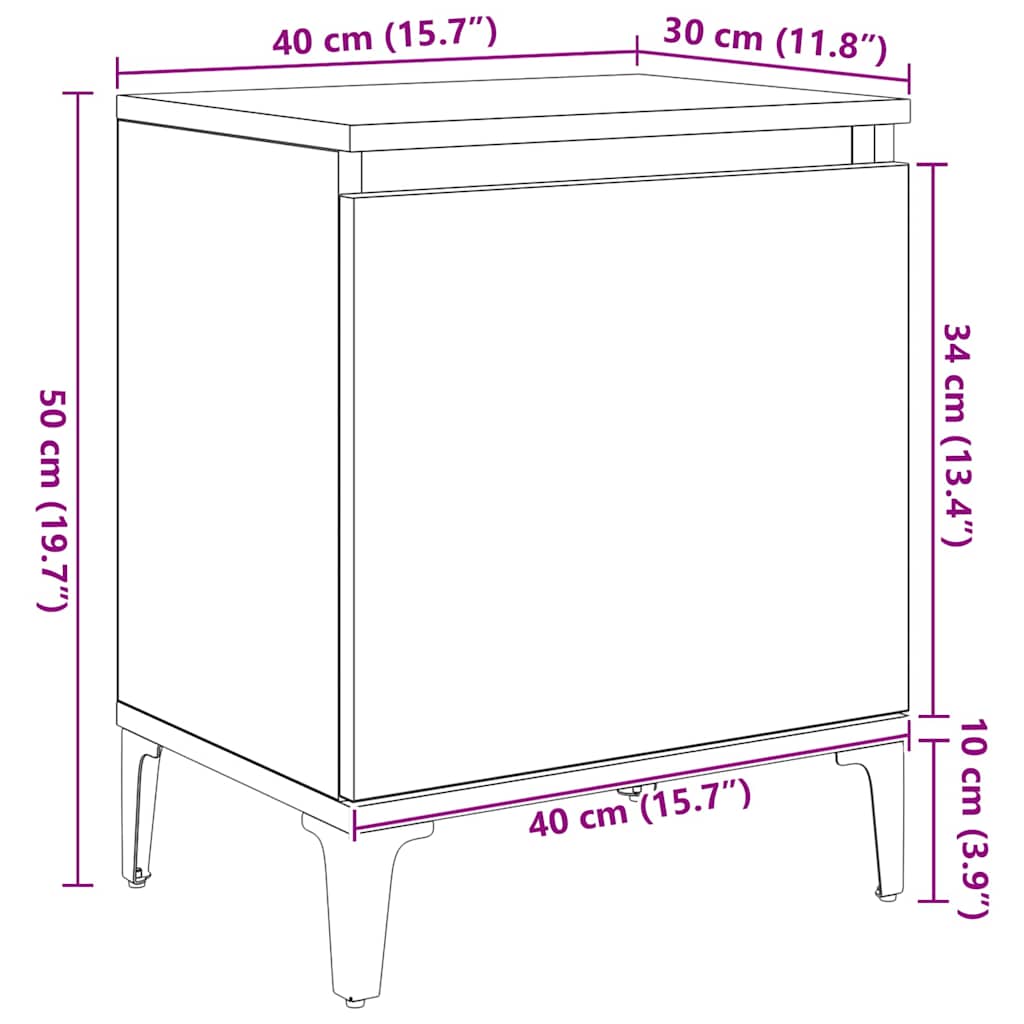 Noćni ormar Umjetnički hrast 40 x 30 x 50 cm Konstruirano drvo
