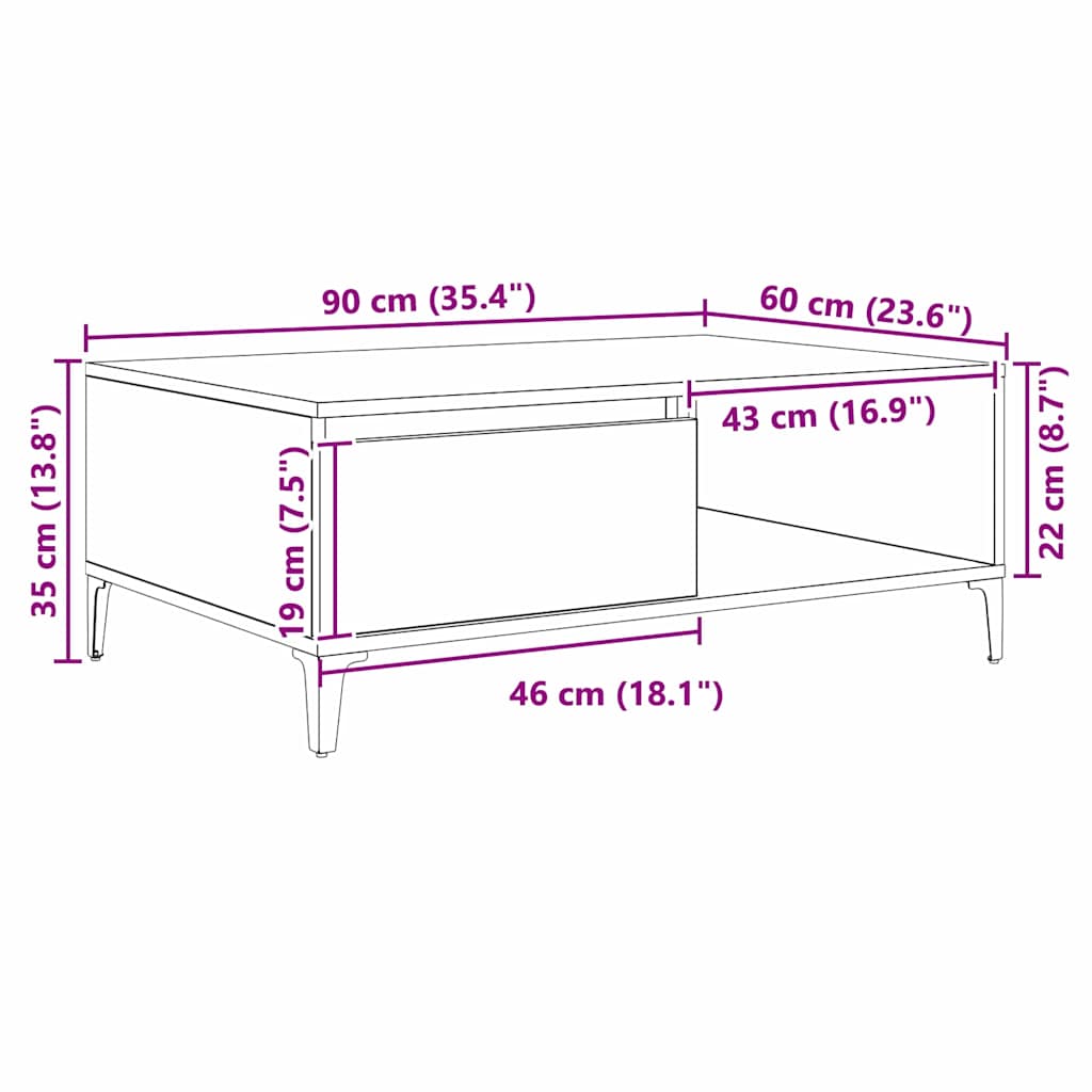 Crni hrast 90 x 60 x 35 cm Konstruirano drvo