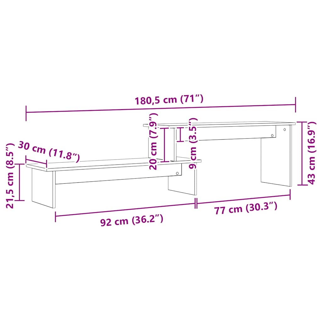 Set TV komoda Zidne Umjetnički hrast 180,5 x 30 x 43 cm