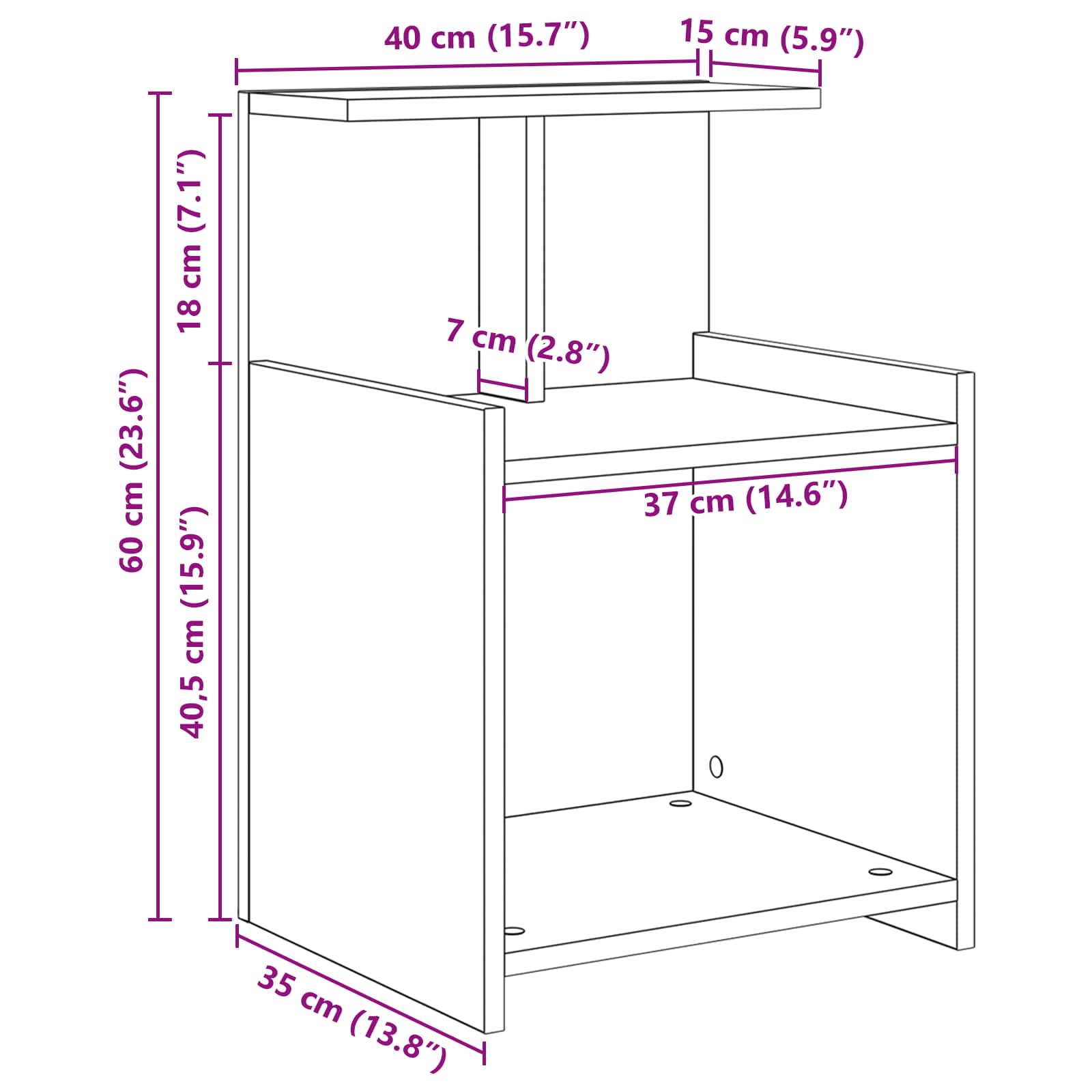 Noćni ormar Crni hrast 40 x 35 x 60 cm Konstruirano drvo