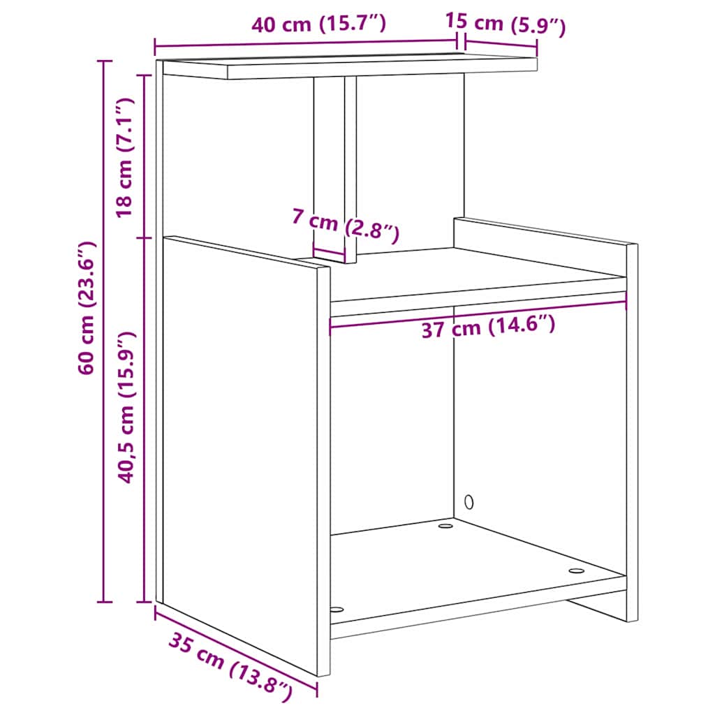 Noćni ormar 2 pcs Crni hrast 40 x 35 x 60 cm Konstruirano drvo