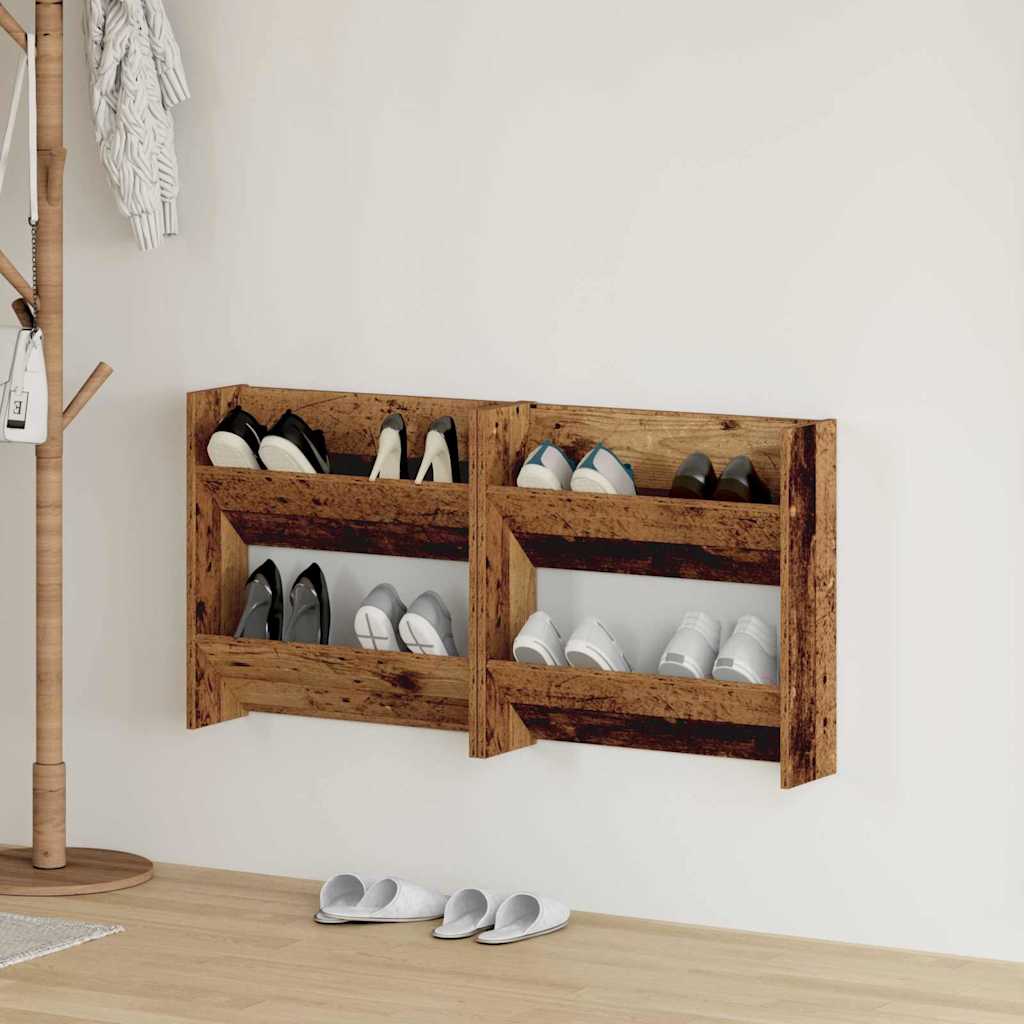 Ormar za cipele s policom 2 pcs Staro drvo 60 x 18 x 60 cm
