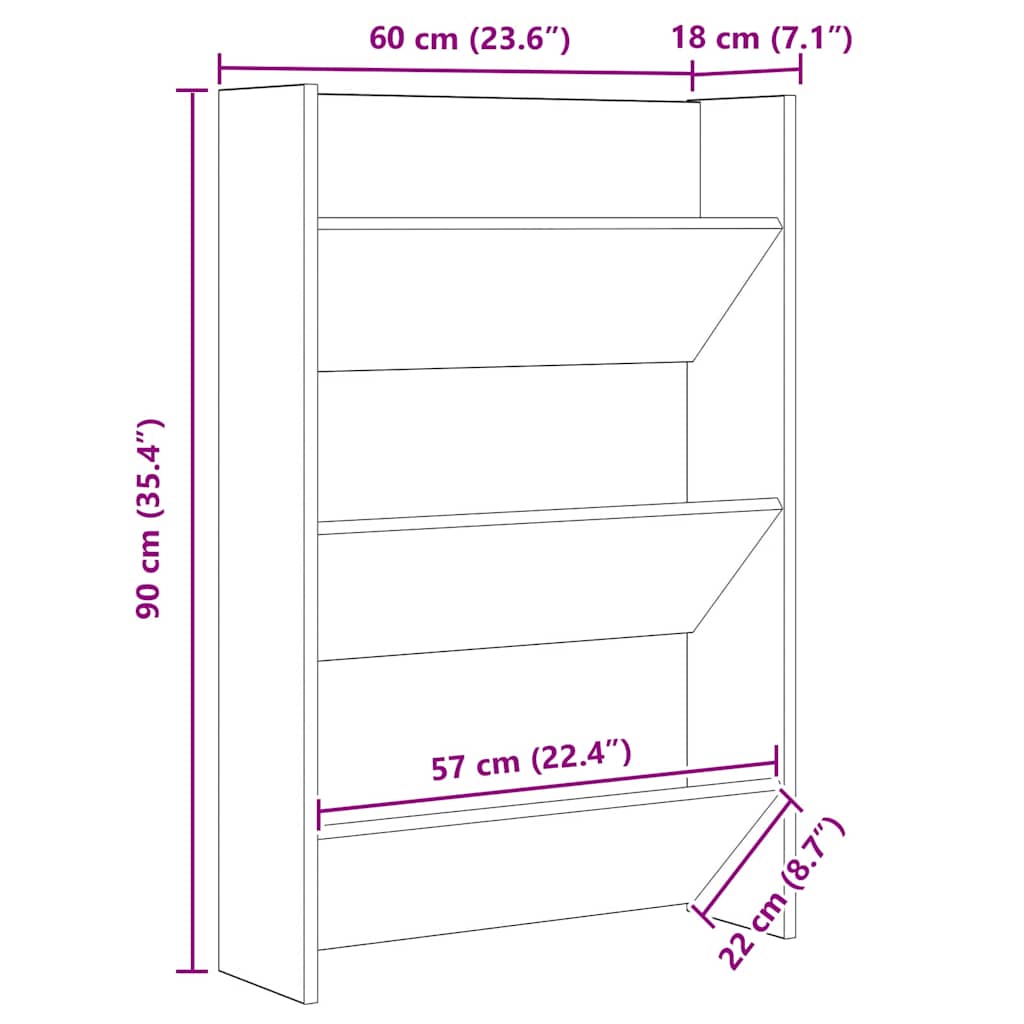 Ormar za cipele s policom 2 pcs Staro drvo 60 x 18 x 90 cm