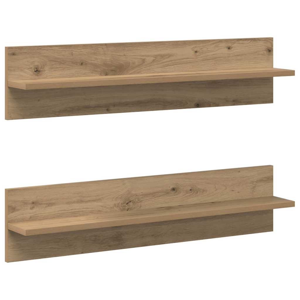 Polica na zidu Zidne 2 pcs Umjetnički hrast 80 x 11,5 x 18 cm