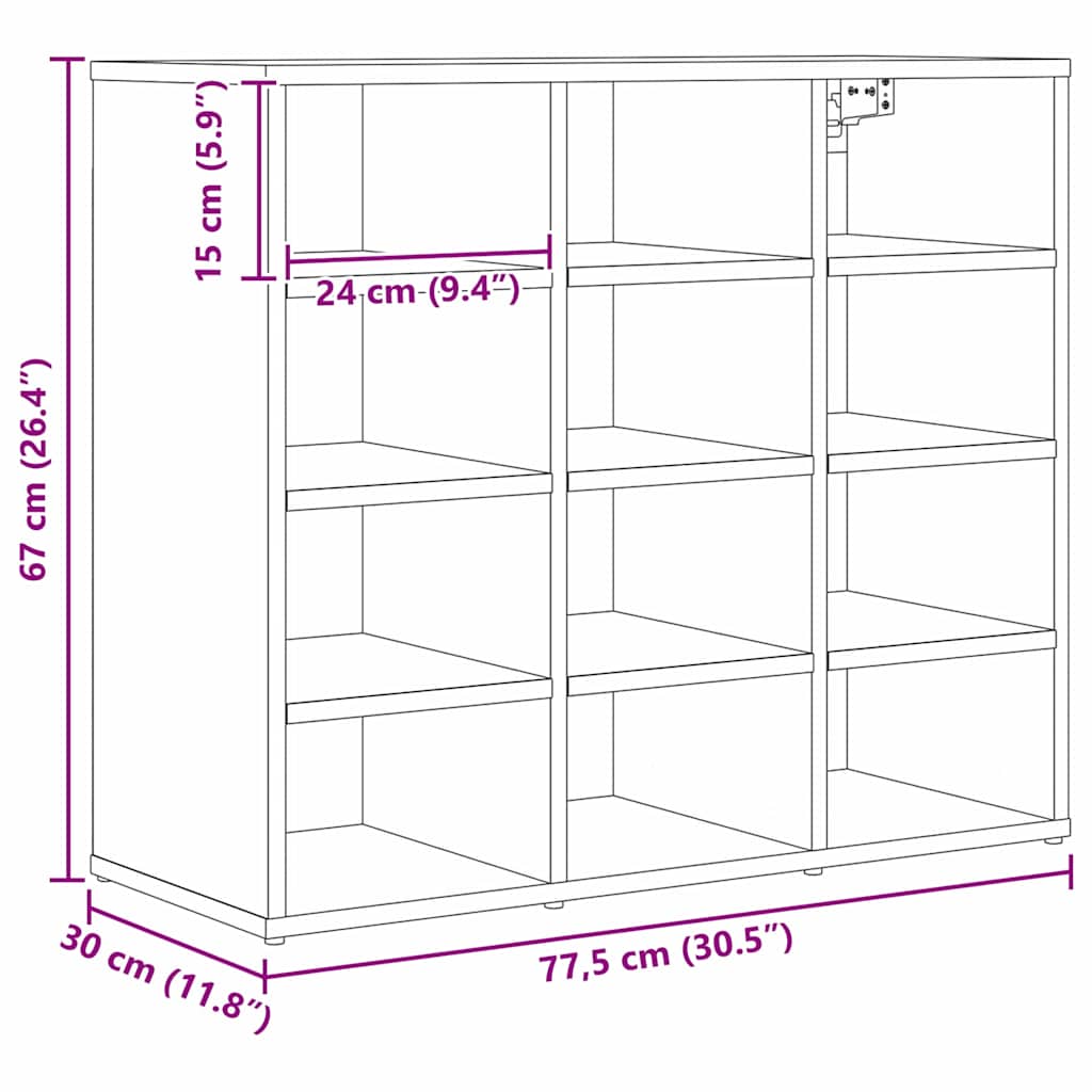 Ormar za cipele Staro drvo 77,5 x 30 x 67 cm Konstruirano drvo