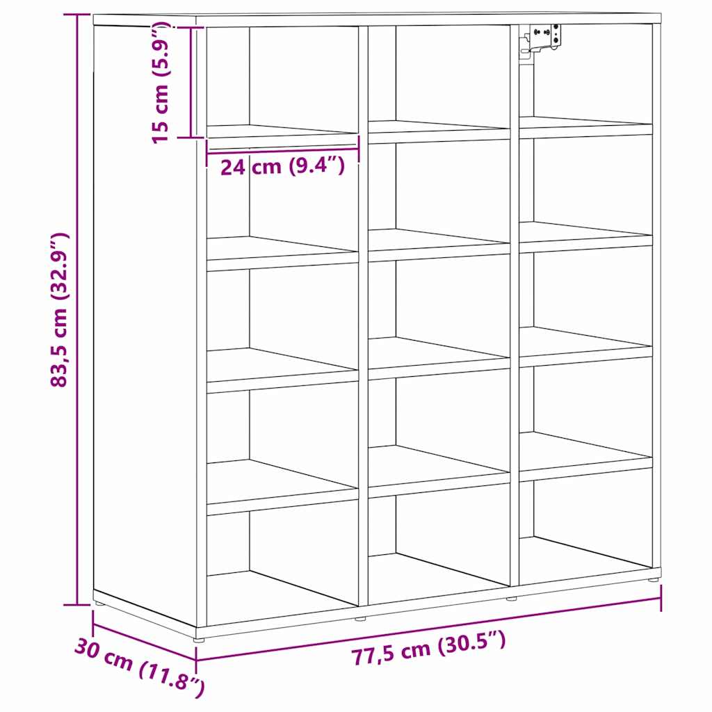 Ormar za cipele s policom Umjetnički hrast 77,5 x 30 x 83,5 cm