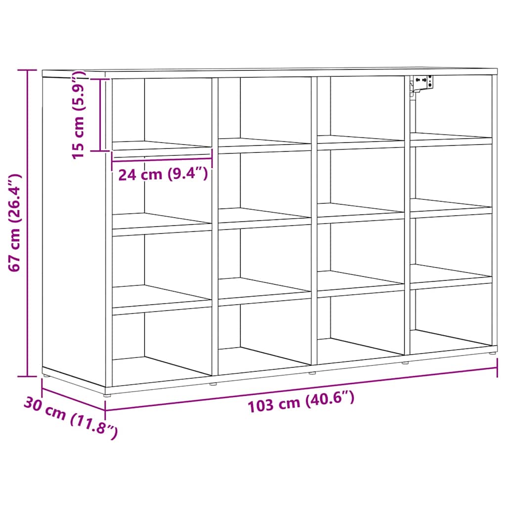 Ormar za cipele Staro drvo 103 x 30 x 67 cm Konstruirano drvo