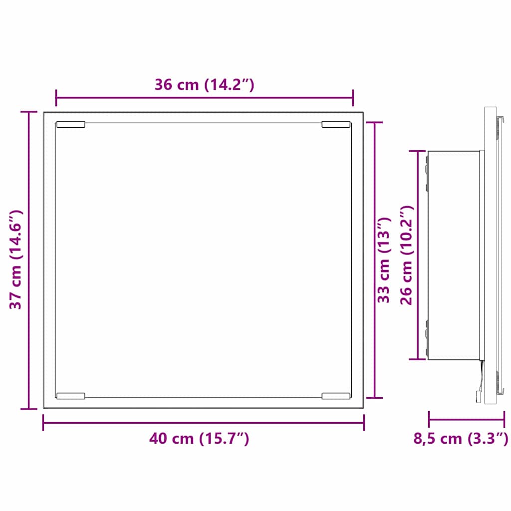 LED kupaonsko ogledalo Zidne Umjetnički hrast 40 x 37 x 8.5 cm